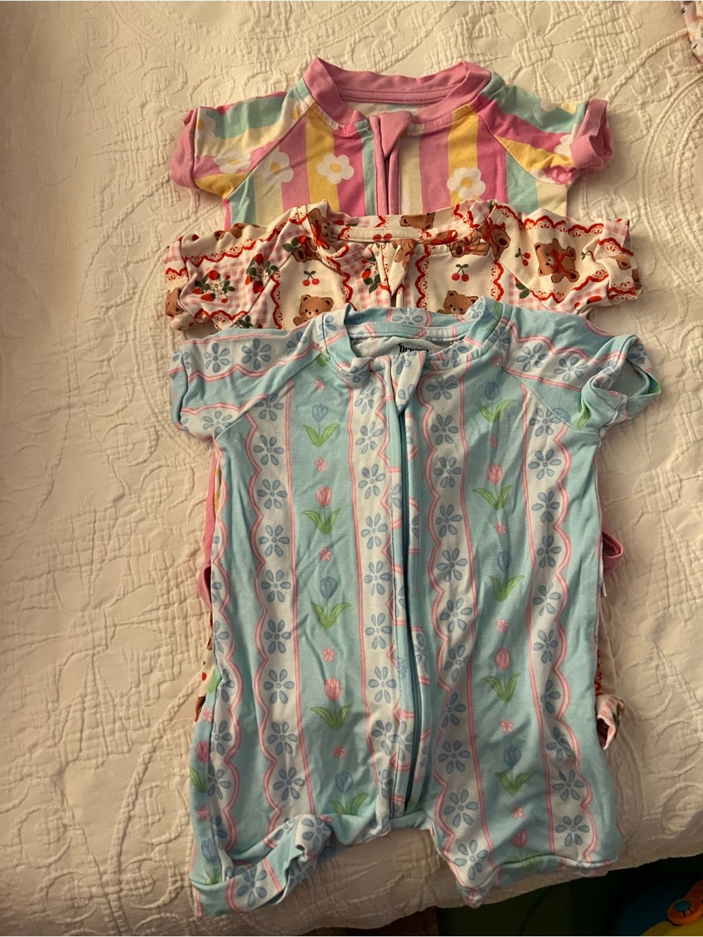 Baby Girls Short-Sleeve Bamboo Rompers- 0-3 Months by Dream Big Little Co.